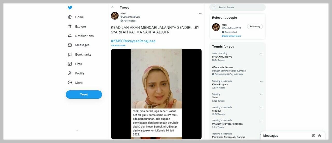 Rahma Sarita Persamaan KM 50 dan Tewasnya Brigadir J