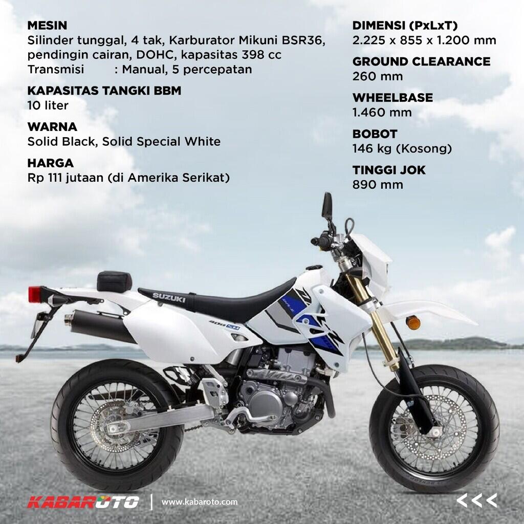 Suzuki DR-Z400SM SuperMoto 2022 Dibanderol Rp111 Juta