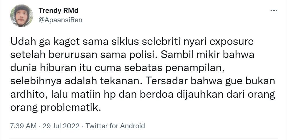 Tidak Peduli dengan Video Syur Ardhito Pramono, GanSis Tetap Menikmati Karyanya?