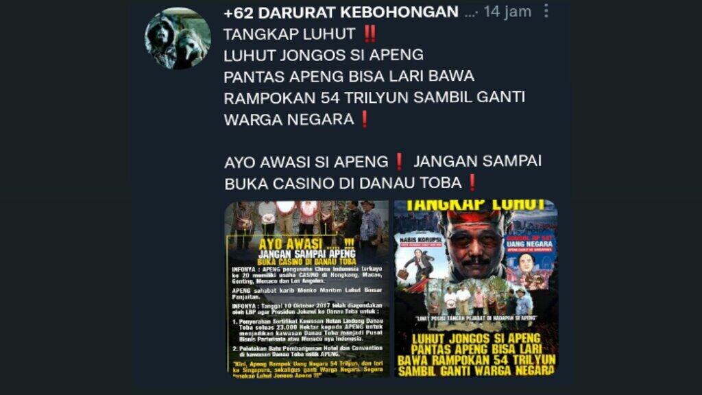 Netizen ini Serukan Tangkap Luhut, Sebut LBP Jongos Apeng