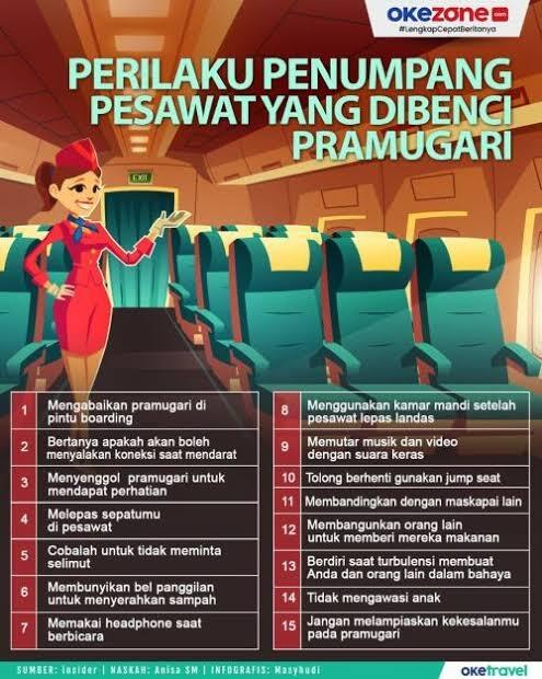 Apa Yang Tak Disukai Pramugari Kepada Penumpang Di Pesawat Terbang?