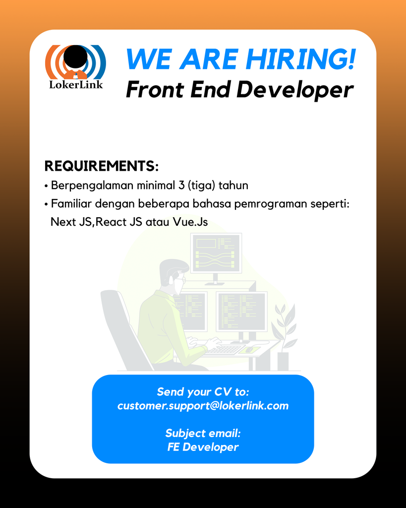 &#91; JAKARTA BARAT &#93; Lowongan Kerja &quot;FRONT END DEVELOPER&quot;