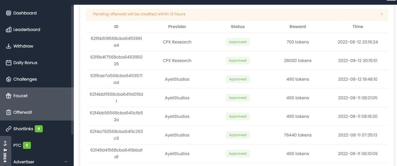 faucet offerwall shortlink ptc