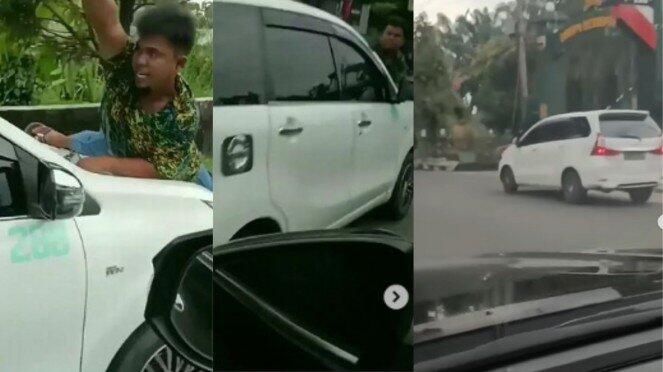 Diduga Preman, Seorang Pria Nemplok di Kap Mobil Dibawa ke Markas TNI, Patut Dicoba?