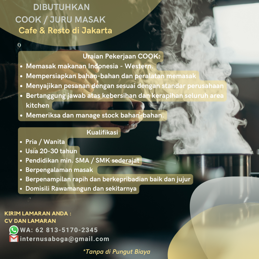 &#91;Loker Jakarta Timur&#93; Juru Masak 