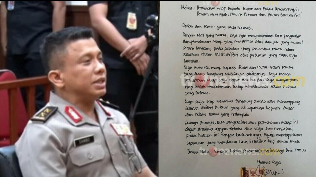 Ferdy Sambo Bacakan Surat Permintaan Maaf Pada Senior dan Bawahan, Ini Isi Lengkapnya