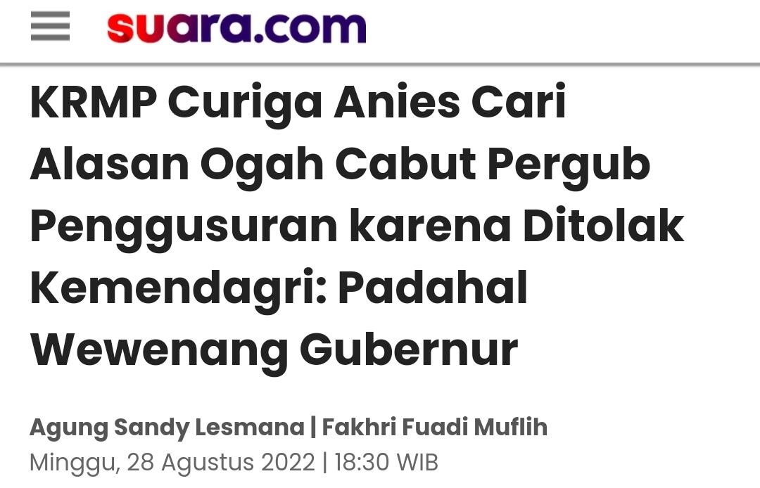 Kemendagri Blm Terima Pengajuan Pencabutan Pergub Penggusuran, Anies: Harusnya Sudah