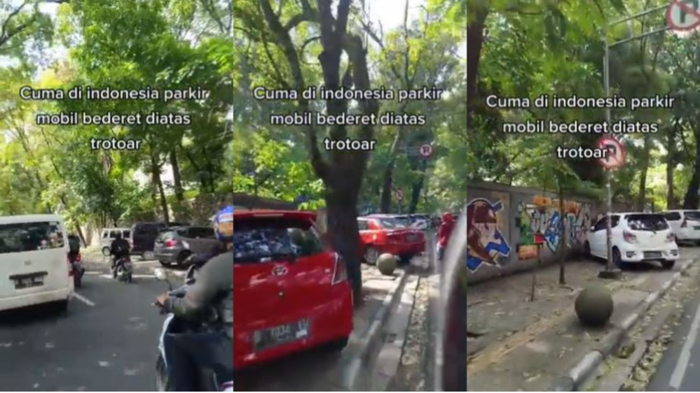 Cuma di Indonesia Trotoar Jadi Lahan Parkir Mobil