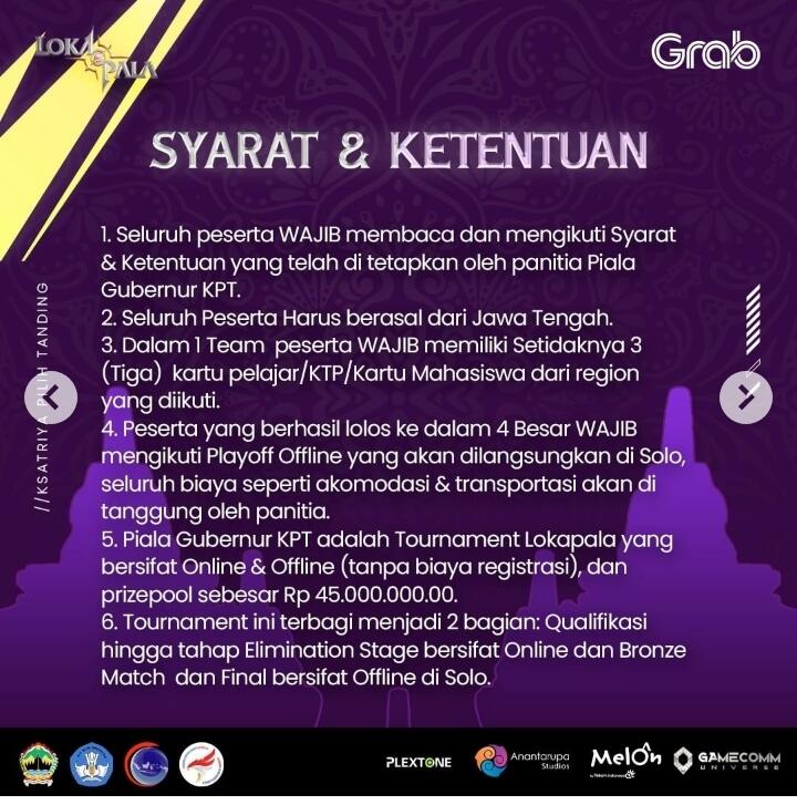 Lokapala Piala Gubernur Jawa Tengah 2022, Grab: &quot;Ksatriya Pilih Tanding&quot;