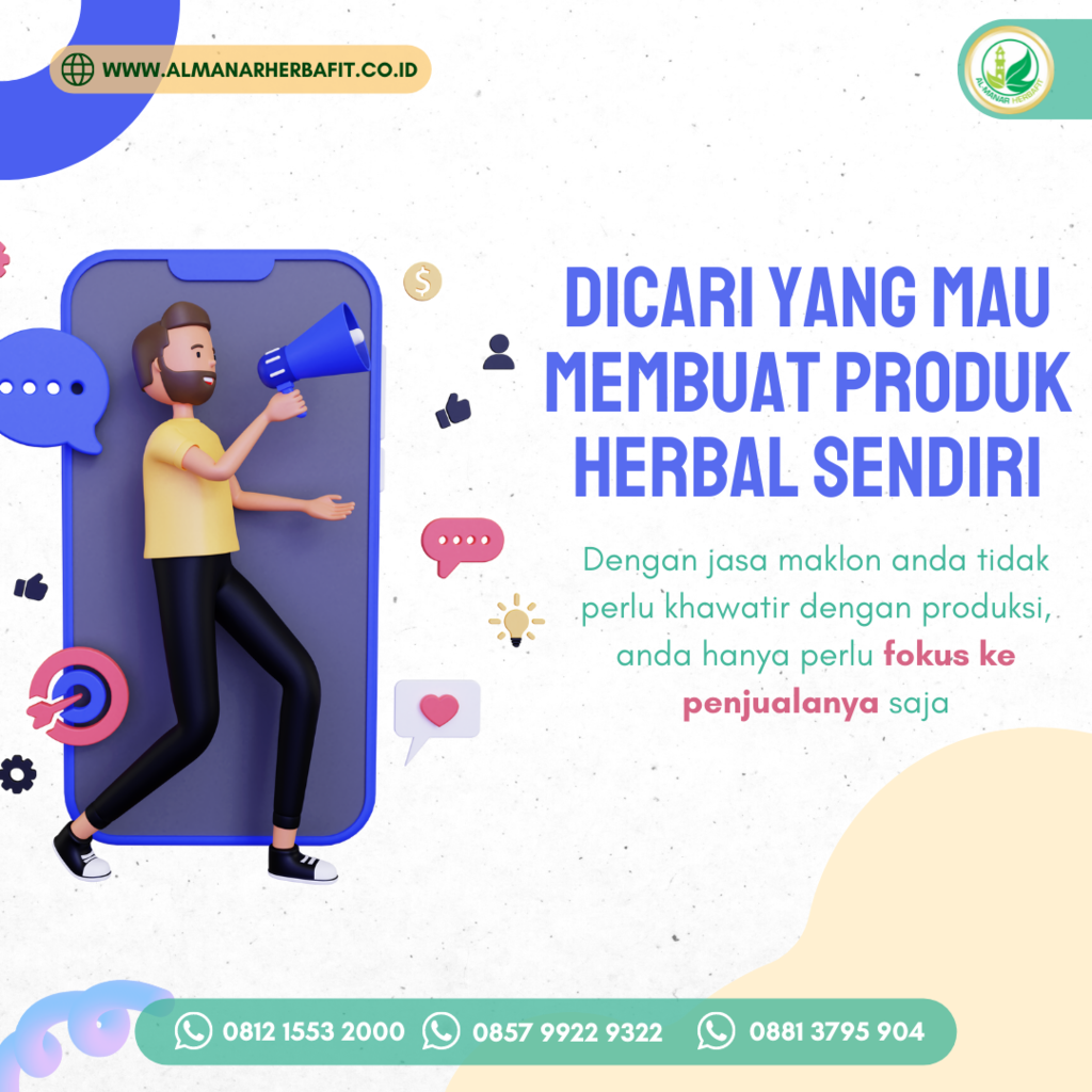 dicari yang mau membuat produk herbal dengan jasa maklon di almanar herbafit