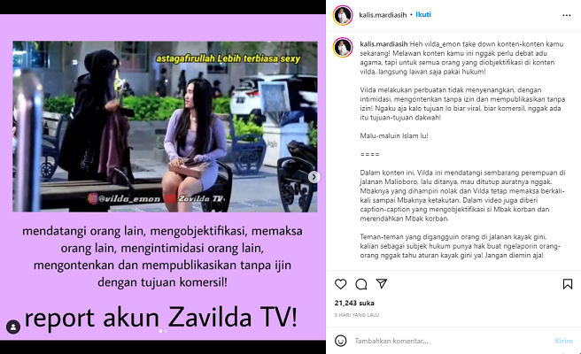 Video Viral Zavilda! Konten Dakwahnya “Pemaksaan Berhijab” Dikecam Netizen