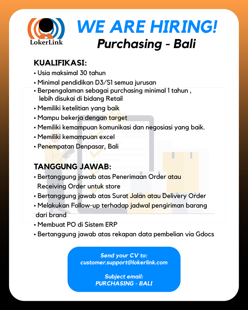 &#91; BALI &#93; Lowongan Kerja &quot;PURCHASING&quot;