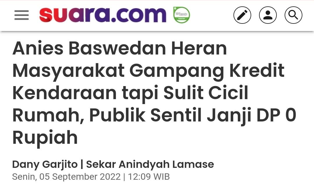 Anies Nyatakan Warga Gaji di Bawah UMP Tak Bisa Beli Rumah DP 0, di Rusunawa Saja!