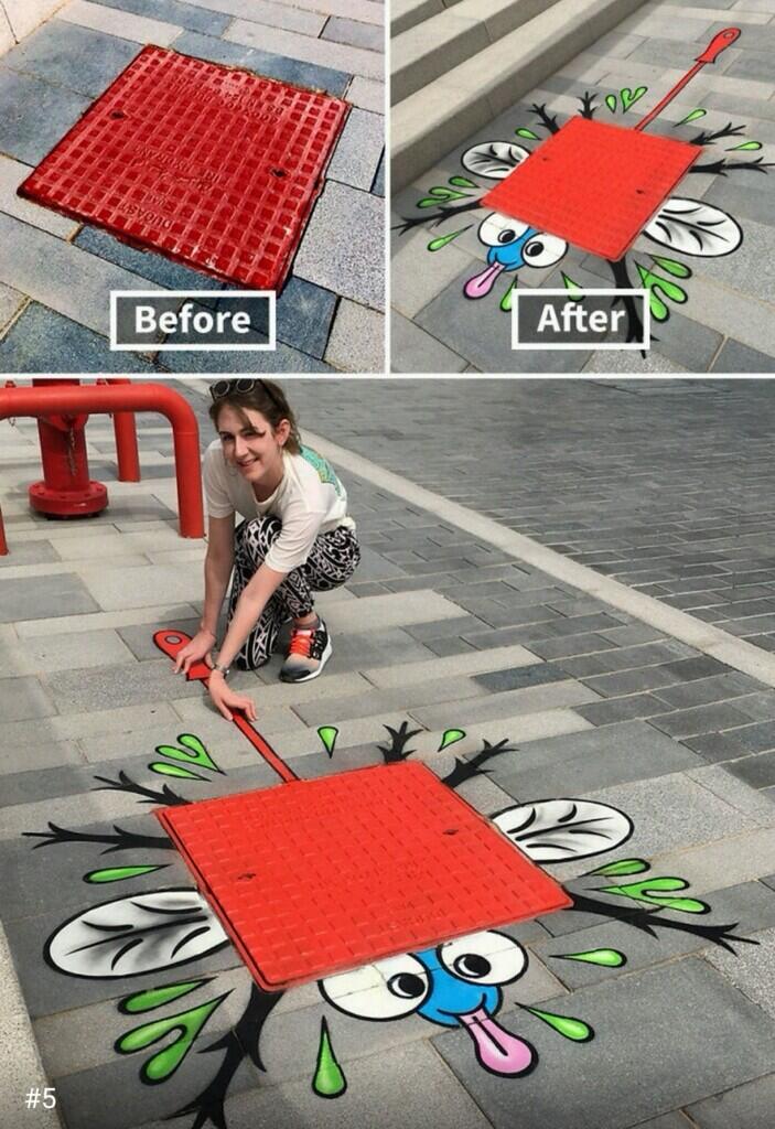 Keren Abis! Street Art Jalanan yang Digambar Pada Benda-Benda Tak Terduga
