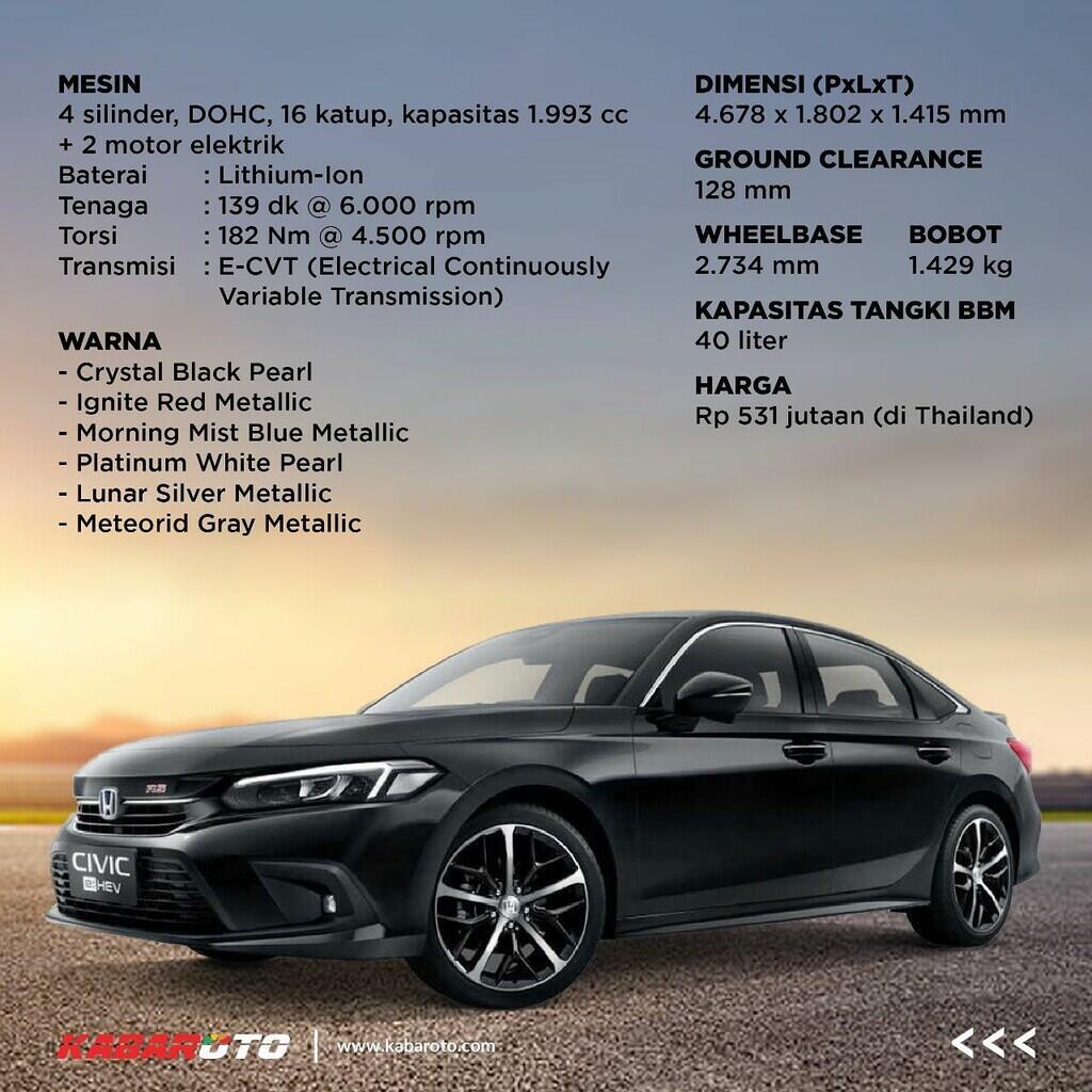 New Civic E:HEV Versi Thailand Dibekali Fitur Honda Sensing
