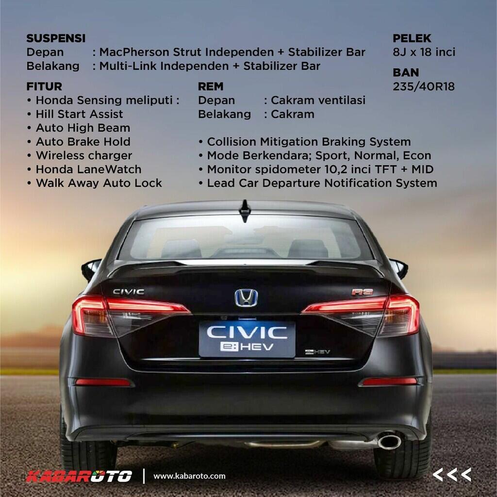 New Civic E:HEV Versi Thailand Dibekali Fitur Honda Sensing