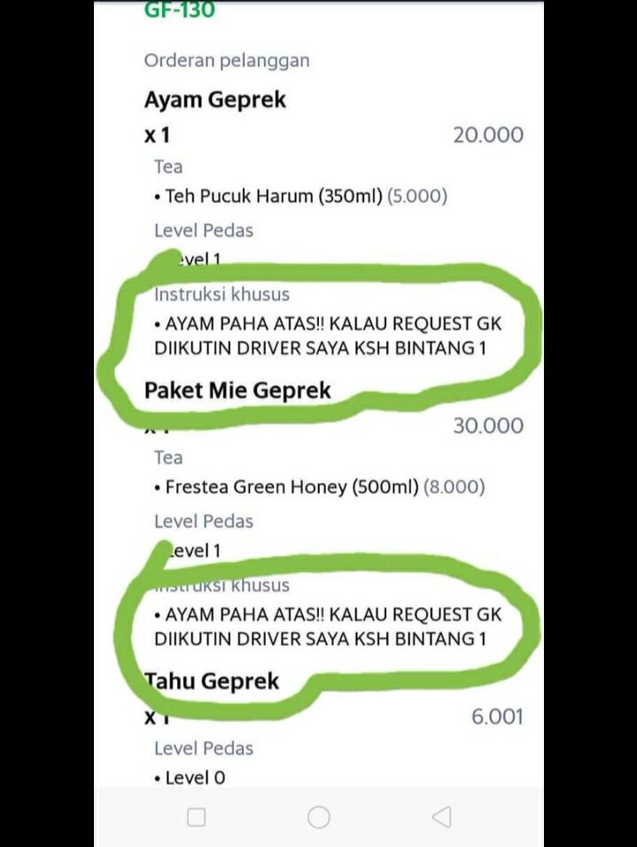 Pesanan Makanan Ga Sesuai Gw Kasih Auto Bintang 1 !!