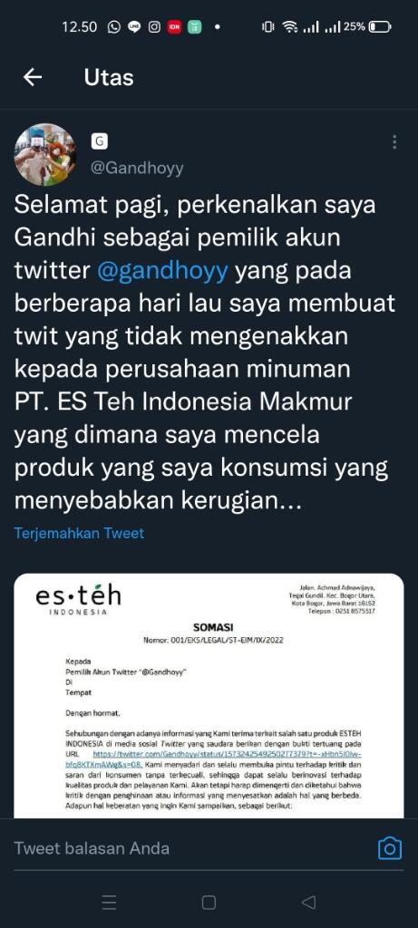 Seorang Pengguna Twitter Disomasi Oleh Brand Minuman ,Netizen Bandingkan Dengan Ini!