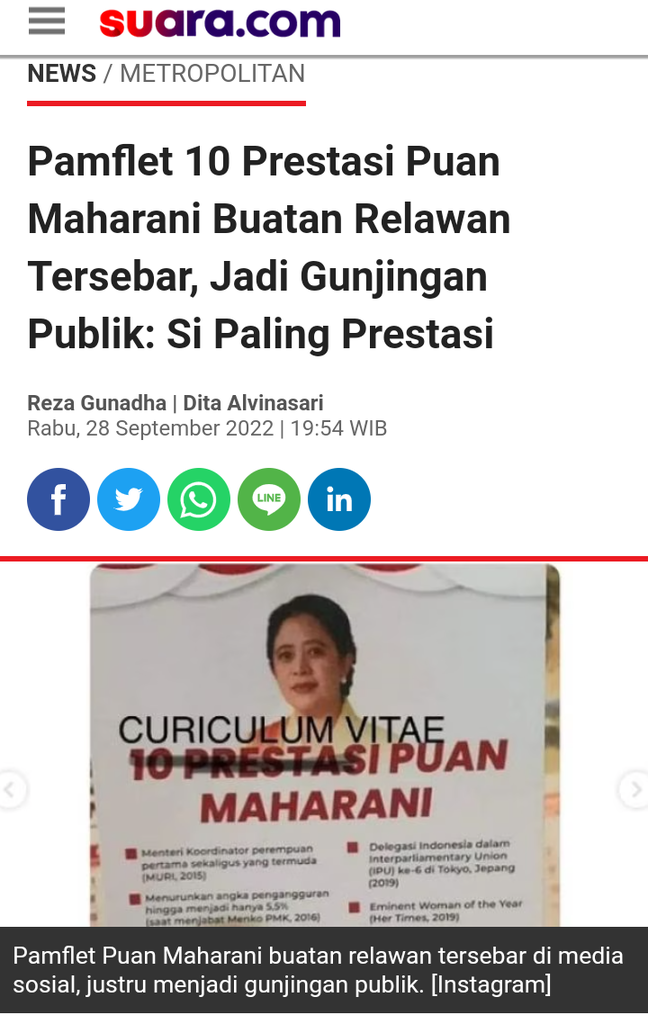 Pamflet 10 Prestasi Puan Buatan Relawan Tersebar, Jadi Gunjingan Publik: Si Paling P