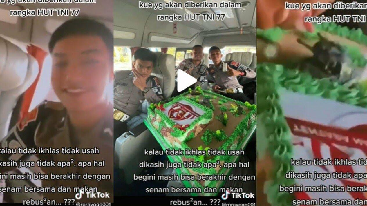 Viral Polisi Jilati Kue Buat HUT TNI