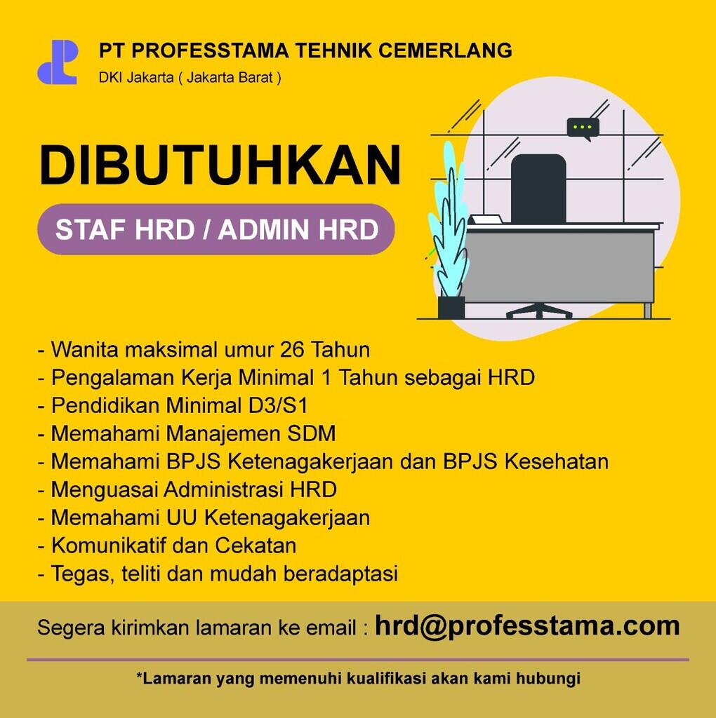 Lowongan Kerja Staff HRD (Jakarta Barat)