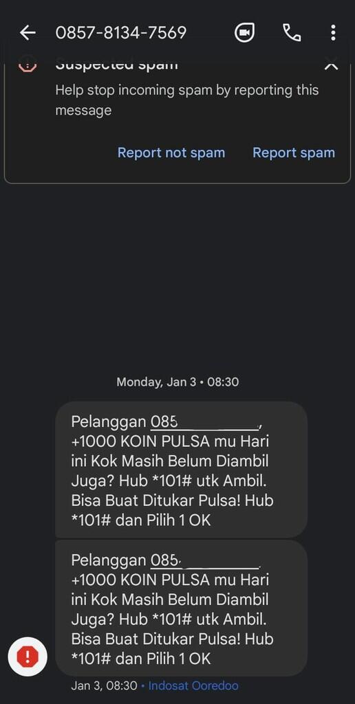 Waspada !!! Marak Penipuan SMS Poin Pulsa dan Data