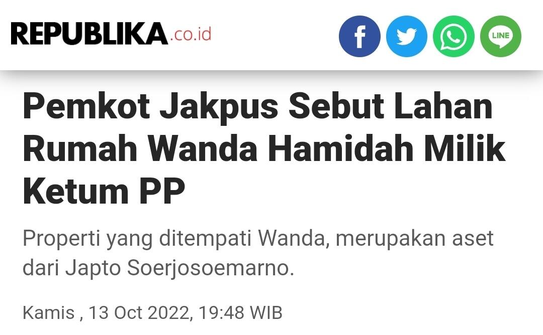 Pemkot Jakpus: Rumah Wanda Hamidah Milik Japto Soerjosoemarno