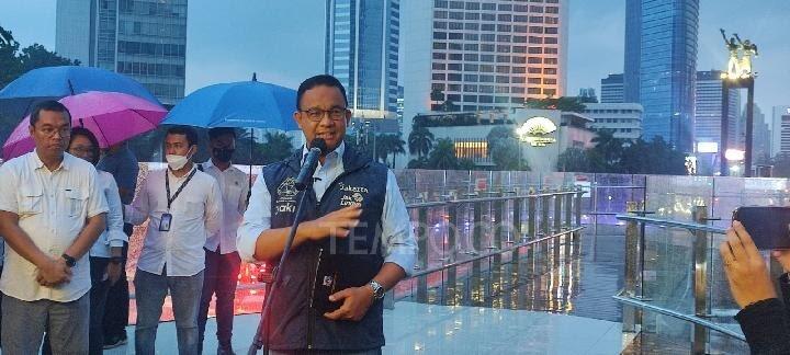 Anies Resmikan Halte Transjakarta Bundaran HI Meski Belum Rampung Direvitalisasi