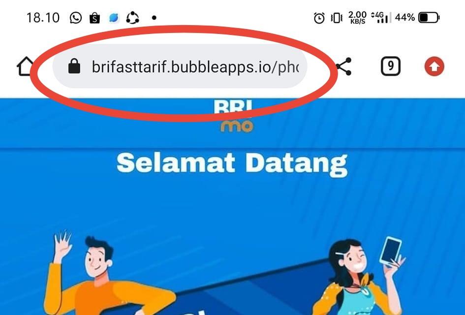 Waspada Phishing Link Mengatasnamakan Bank BRI dengan Modus Perubahan Tarif Bank