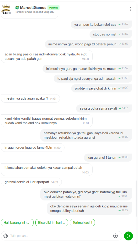 PENIPUAN OLEH MARCELLGAMES (TOKPED)