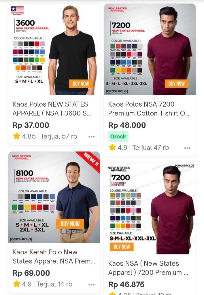 Rekomendasi 5 Toko Kaos Polos Terlaris di Tokopedia, Harga Mulai 20 Ribuan