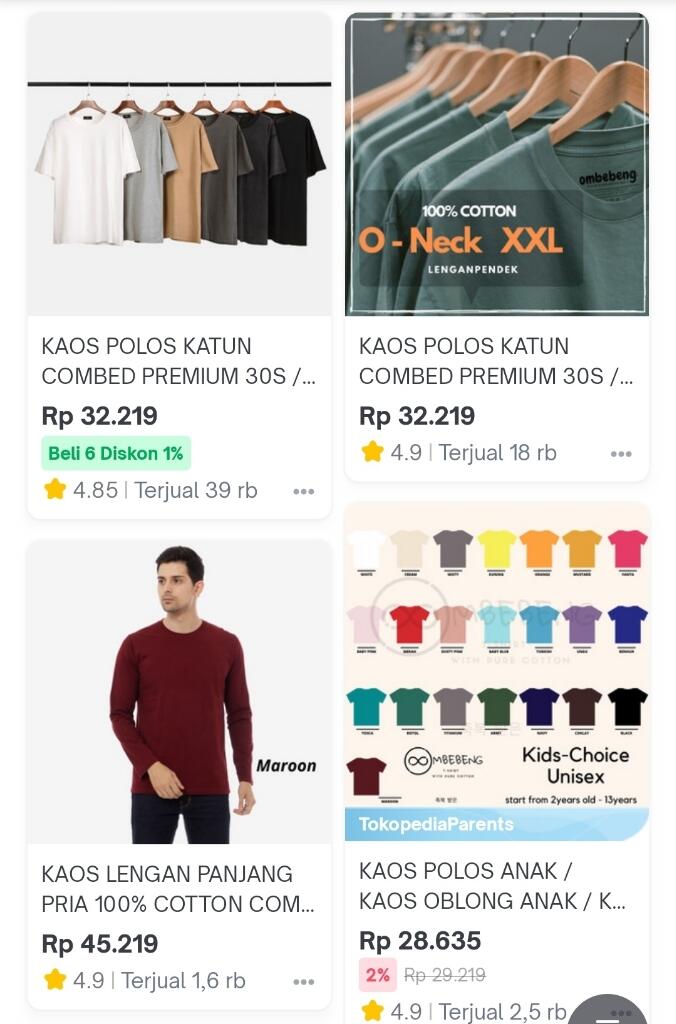 Rekomendasi 5 Toko Kaos Polos Terlaris di Tokopedia, Harga Mulai 20 Ribuan