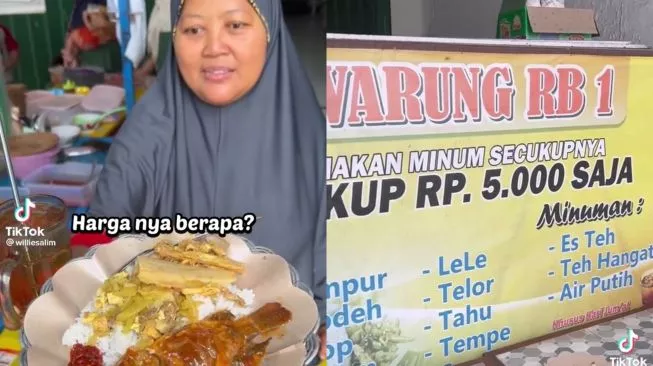 Warung Nasi di Surabaya Jualan Gak Takut Rugi:Nasi,Sayur,Lauk &amp; Minum Cuma 5 Ribu