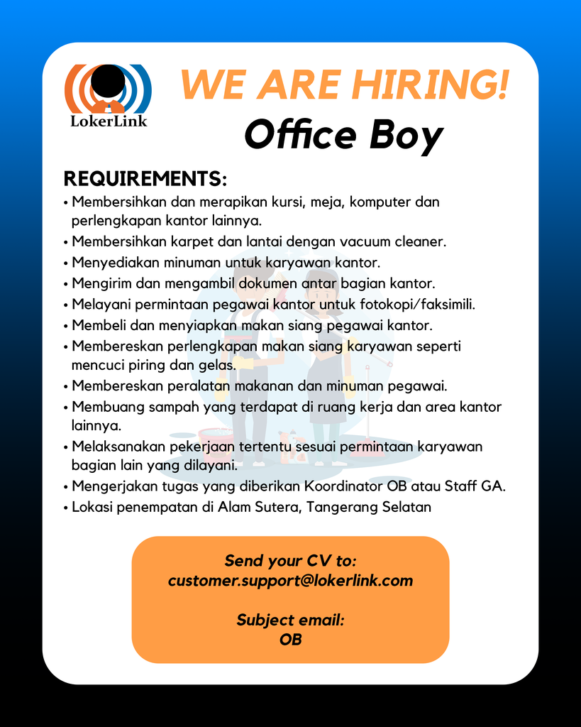 Tangerang Selatan Lowongan Kerja Office Boy Kaskus