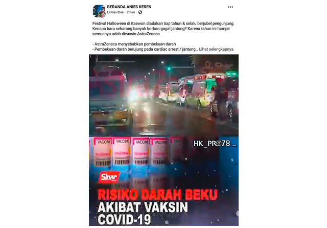 &#91;Hoax&#93;Korban Itaewoon karena Vaksin AstraZeneca