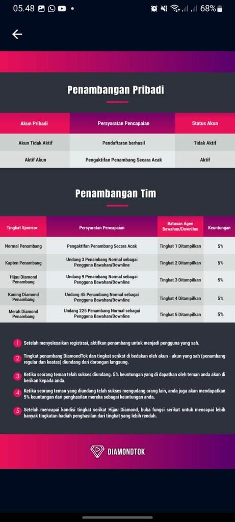 Aplikasi Ditok Diamond Viral di Indonesia mirip seperti Tiktok