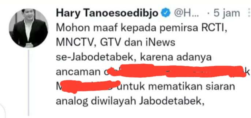 Hary Tanoe Dapat Ancaman! Gara-Gara Masih Siaran Analog Di Jabodetabek.

