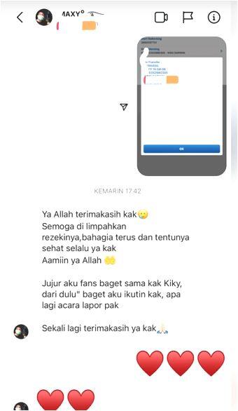 Usai Menghujat, Netizen Langsung Minta Maaf Usai Di Transfer Uang Oleh Kiky Saputri.