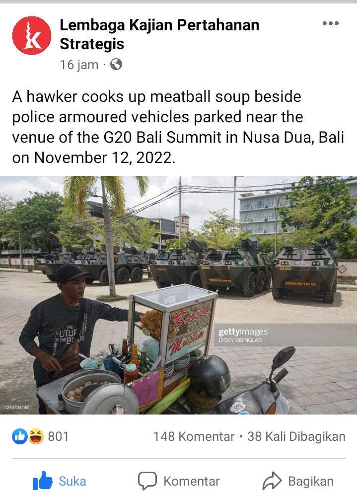 KTT G20 Bali: Bapak Penjual Bakso Jadi Viral Saat Berjualan di Depan Anoa Milik TNI