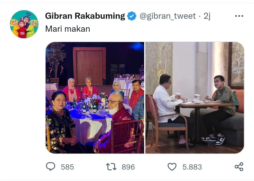 Gibran Pamer Foto Bareng Anies Baswedan di Solo: Mari Makan