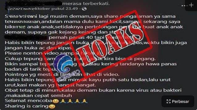 Adonan Tepung Beras Dapat Turunkan Demam Pada Anak? Waspada, HOAX dari FB Emak-emak