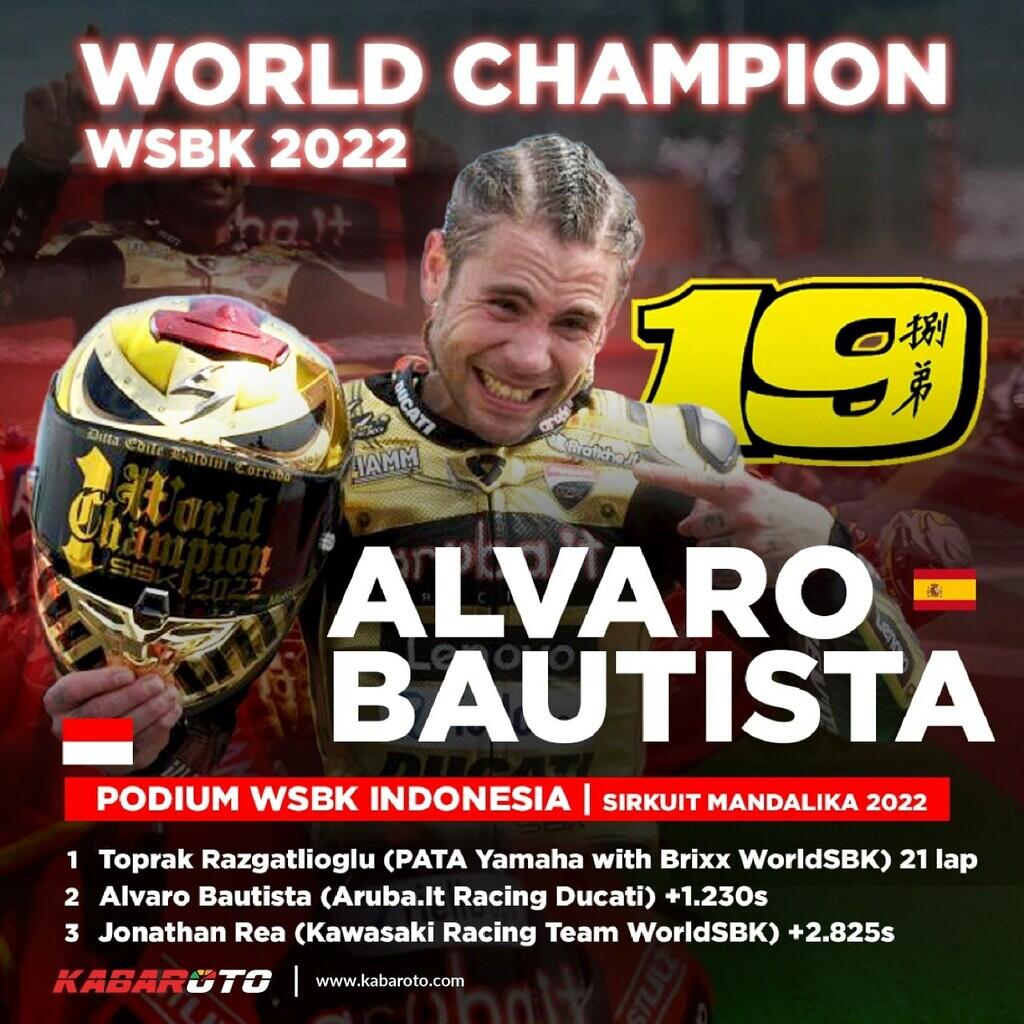 Hasil Race 2 WSBK Argentina 2022, Alvaro Bautista Raih Kemenangan