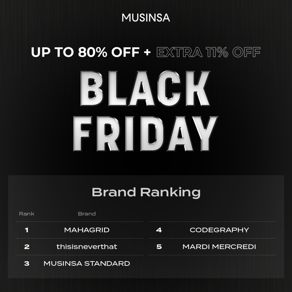 &#91;BLACK FRIDAY&#93; Platform fashion No.1 Korea MUSINSA diskon hingga 80% + tambahan 11%