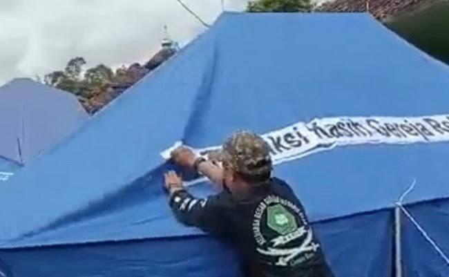 Heboh Pembredelan Banner Tenda Bantuan dari Gereja Untuk Cianjur, Pahami Nonproletisi