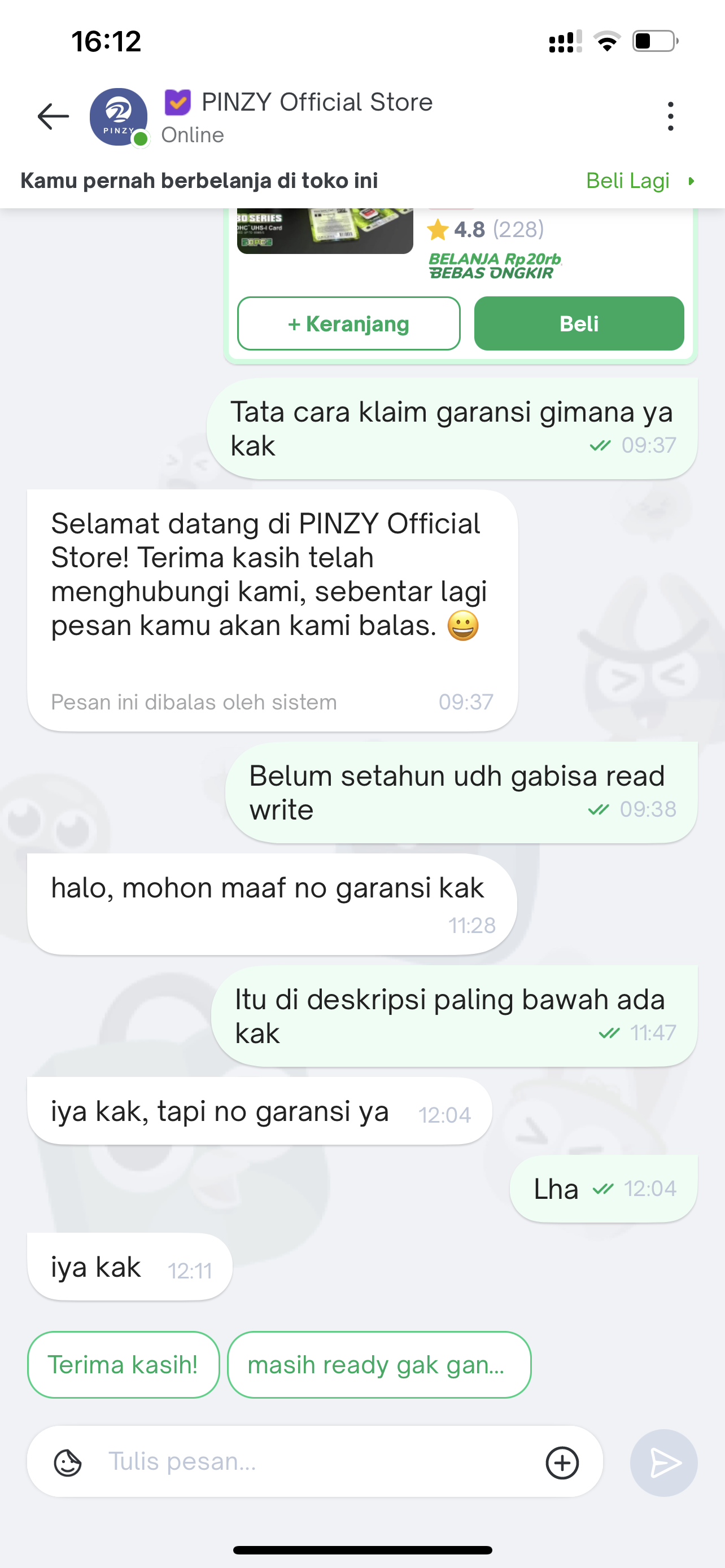 After Sales Pinzy Official Store Tokopedia