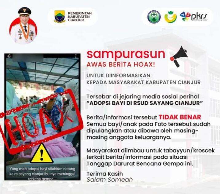 Waspada Iklan Adopsi Bayi Korban Gempa Cianjur di RSUD Sayang, Dipastikan Kabar HOAX 