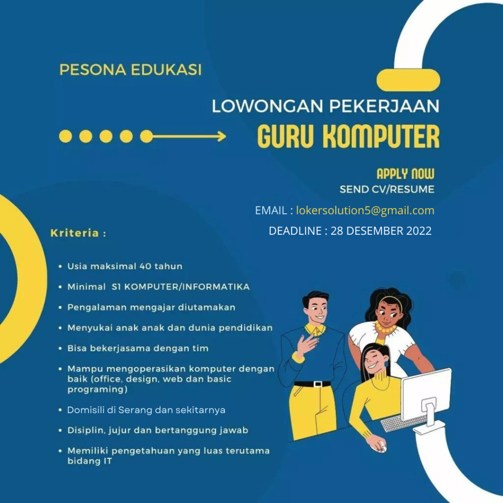 LOWONGAN KERJA GURU KOMPUTER SD WILAYAH SERANG