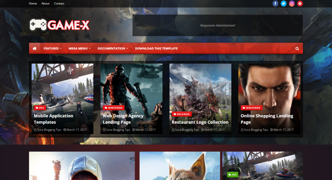Unduh Gratis Game X Template Blogger Premium