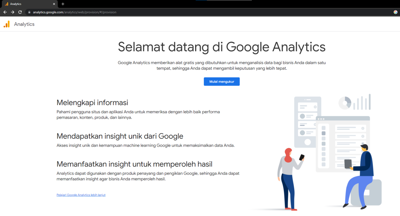 Cara mendaftarkan akun google analytics