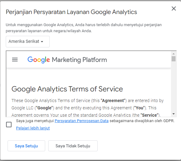 Cara mendaftarkan akun google analytics